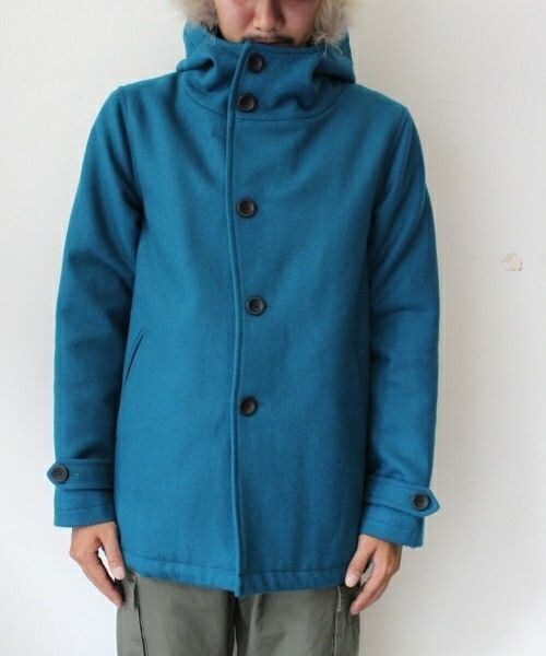 NOT RIGID（ノットリジット）の「NOT RIGID/ノットリジッド/MELTON DUFFLE MODS COAT（モッズコート・メンズ・ブルー/レッド・38/40/42）」の3枚目の写真