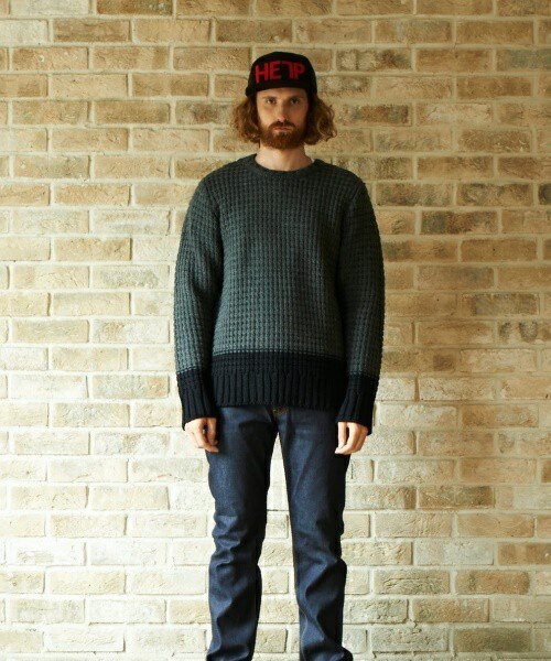 NOT RIGID(ノットリジット)の「NOT RIGID/ノットリジッド/LINKS BONE CREW KNIT(ニット/セーター・メンズ・ネイビー/オレンジ/その他1/その他2/その他3/チャコール・38/40/42)」の6枚目の写真