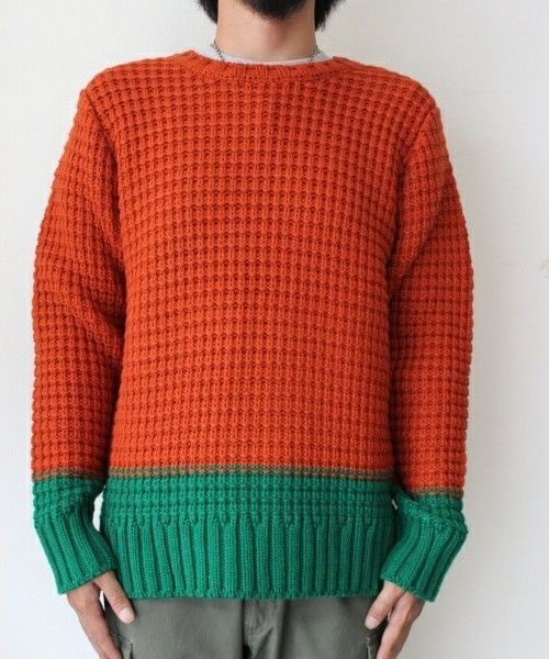 NOT RIGID(ノットリジット)の「NOT RIGID/ノットリジッド/LINKS BONE CREW KNIT(ニット/セーター・メンズ・ネイビー/オレンジ/その他1/その他2/その他3/チャコール・38/40/42)」の9枚目の写真