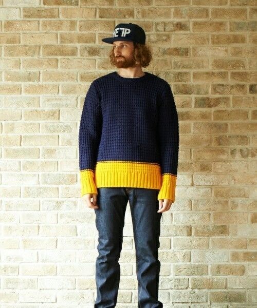 NOT RIGID(ノットリジット)の「NOT RIGID/ノットリジッド/LINKS BONE CREW KNIT(ニット/セーター・メンズ・ネイビー/オレンジ/その他1/その他2/その他3/チャコール・38/40/42)」の4枚目の写真