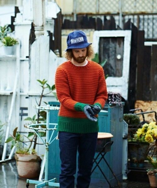 NOT RIGID(ノットリジット)の「NOT RIGID/ノットリジッド/LINKS BONE CREW KNIT(ニット/セーター・メンズ・ネイビー/オレンジ/その他1/その他2/その他3/チャコール・38/40/42)」の8枚目の写真