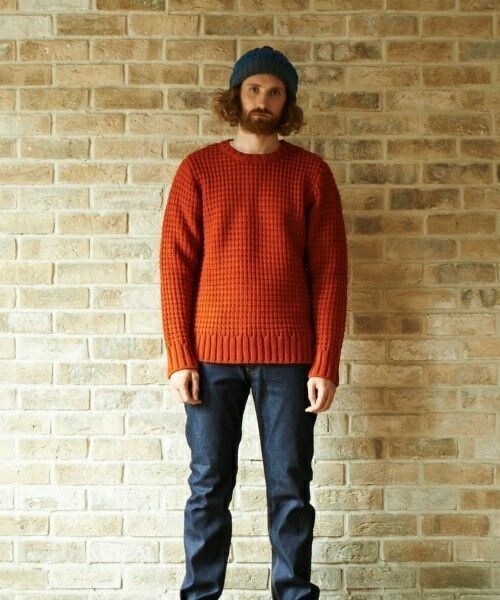 NOT RIGID(ノットリジット)の「NOT RIGID/ノットリジッド/LINKS BONE CREW KNIT(ニット/セーター・メンズ・ネイビー/オレンジ/その他1/その他2/その他3/チャコール・38/40/42)」の3枚目の写真