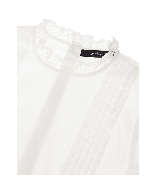 w closet(ダブルクローゼット)の「【A/W】ハイネックピンタックブラウス(トップス・レディース・オフホワイト/ネイビー・FREE)」の6枚目の写真