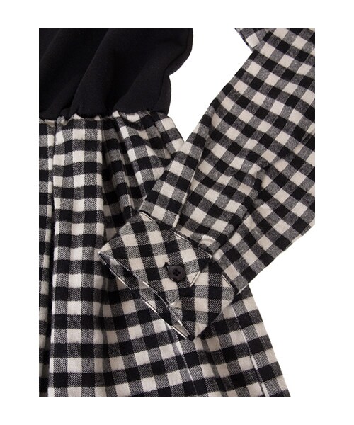 w closet（ダブルクローゼット）の「【A/W】チェック切替ロングワンピース（ワンピース/ドレス・レディース・グレー/ネイビー/ブラック・FREE）」の9枚目の写真