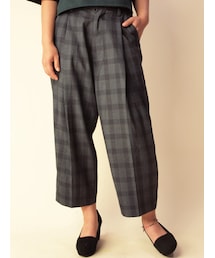 w closet | 【A/W】グレンチェック柄8分丈ワイドクロップドタックパンツ(パンツ)