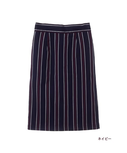 w closet(ダブルクローゼット)の「【A/W】レジメンタルストライプ柄ストレッチタイトスカート(パンツ・レディース・ボルドー/ネイビー・FREE)」の3枚目の写真