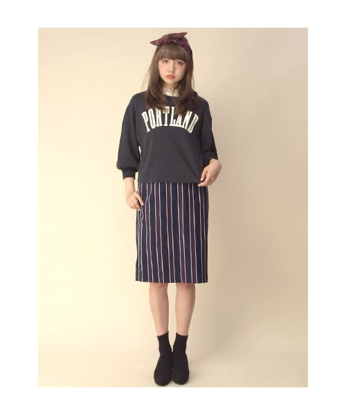 w closet(ダブルクローゼット)の「【A/W】レジメンタルストライプ柄ストレッチタイトスカート(パンツ・レディース・ボルドー/ネイビー・FREE)」の11枚目の写真