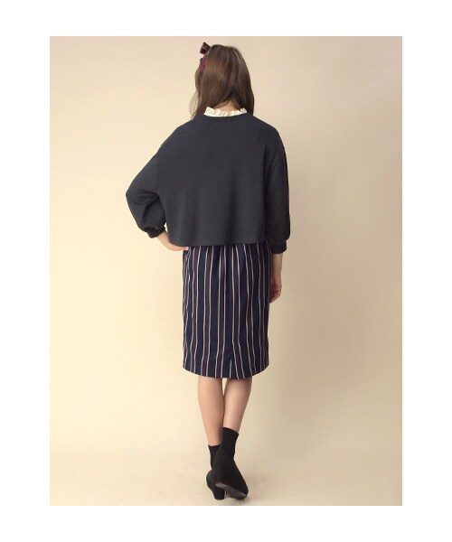 w closet(ダブルクローゼット)の「【A/W】レジメンタルストライプ柄ストレッチタイトスカート(パンツ・レディース・ボルドー/ネイビー・FREE)」の5枚目の写真