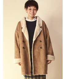 w closet | 【予約】フェイクムートンドロップショルダーダブルコート(トップス)
