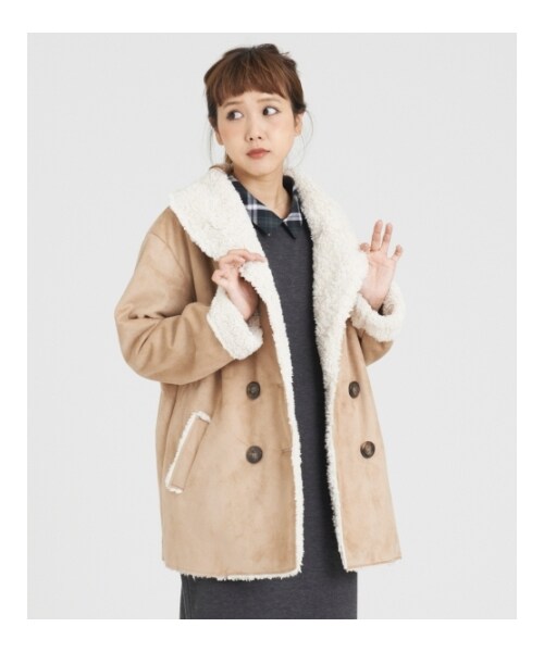 MAJESTIC LEGON（マジェスティックレゴン）の「【予約】○フェイクムートンコート（ジャケット/アウター・レディース・ベージュ/アイボリー/グレージュ・Free）」の11枚目の写真