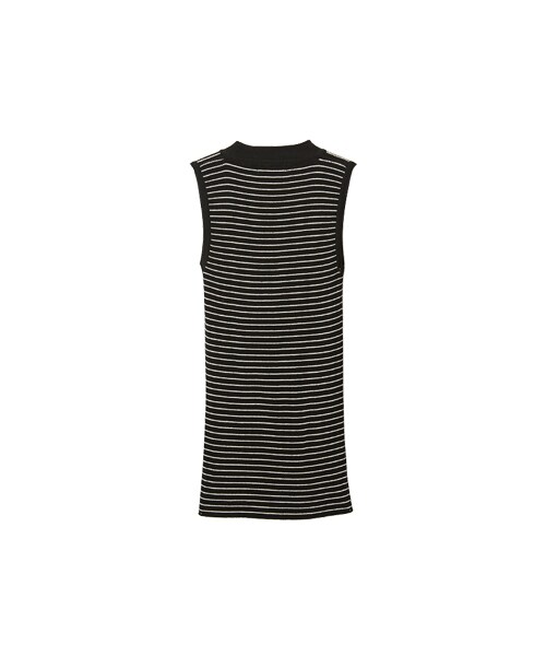 gracegift（グレースギフト）の「爛漫初秋 韓國圓領針織條紋背心（その他・レディース・黑・F）」の2枚目の写真