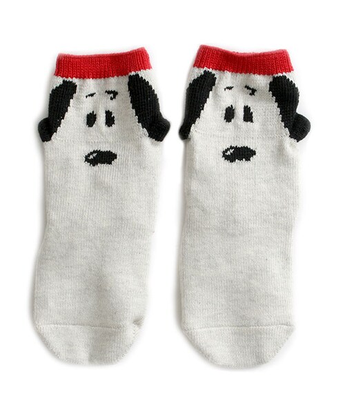 One deux boo(ワンドゥーブー)の「SNOOPYソックス(レッグウェア・キッズ・オフホワイト・XS)」の1枚目の写真