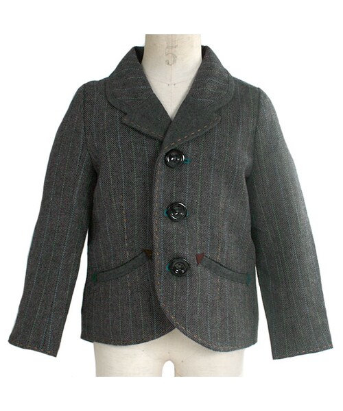 One deux boo（ワンドゥーブー）の「ツイードジャケット（トップス・キッズ・グレー・XS(80~90cm)/S(100~110cm)/M(120~130cm)/L(140~150cm)）」の2枚目の写真