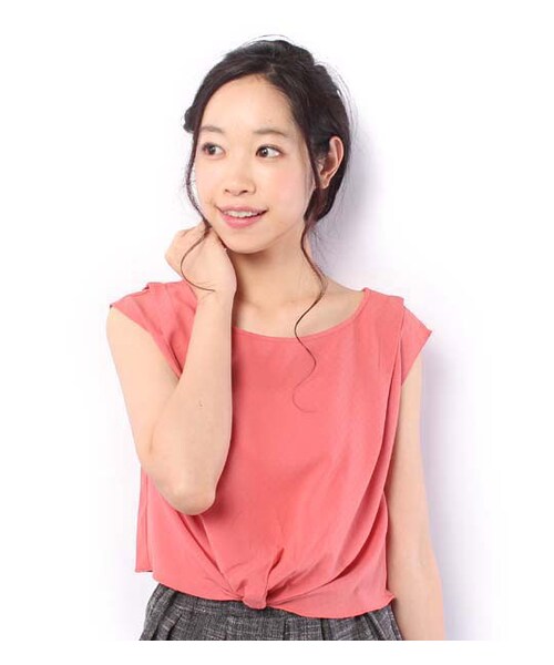 mysty woman（ミスティウーマン）の「ノースリーブトップス×吊りスカートセット（ワンピース/ドレス・レディース・オフホワイト/ライトオレンジ/ネイビー・M）」の11枚目の写真