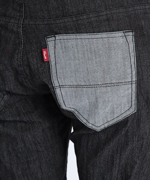 DOUBLE NAME（ダブルネーム）の「バイカラーツイルスリムサルエルパンツ（パンツ・ブラック/グリーン/ワイン/キナリ・S/M/L）」の8枚目の写真