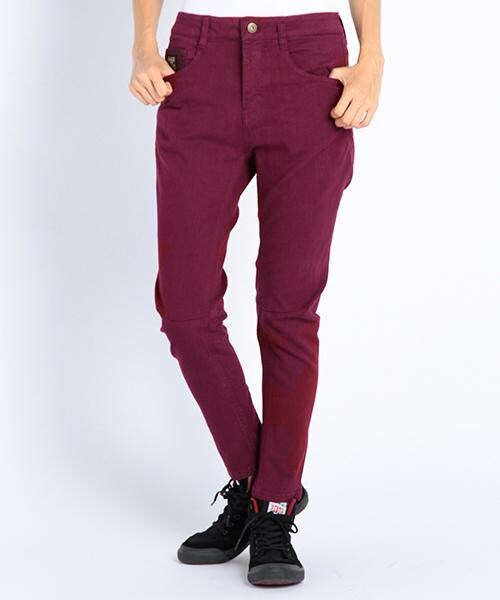 DOUBLE NAME（ダブルネーム）の「バイカラーツイルスリムサルエルパンツ（パンツ・ブラック/グリーン/ワイン/キナリ・S/M/L）」の3枚目の写真