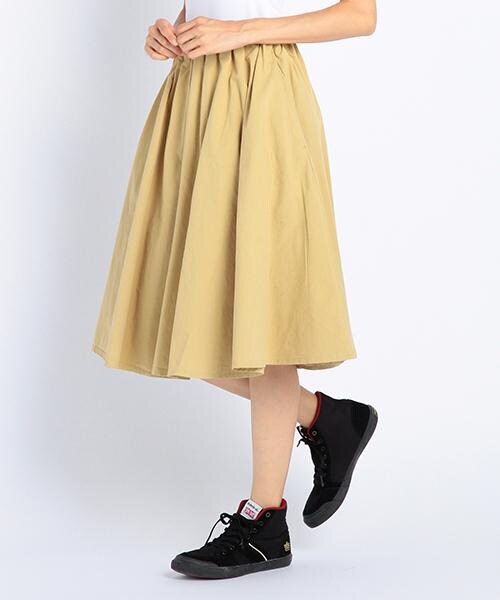 DOUBLE NAME(ダブルネーム)の「インベルレスギャザースカート(スカート・ネイビー/グリーン/イエロー/ブラウン・FREE)」の4枚目の写真