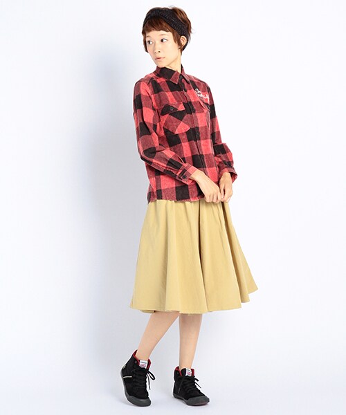 DOUBLE NAME(ダブルネーム)の「インベルレスギャザースカート(スカート・ネイビー/グリーン/イエロー/ブラウン・FREE)」の9枚目の写真