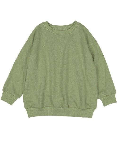 T>>2(ティーツー)の「無地トレーナー(スウェット・レディース・04.カーキ/01.ベージュ/02.ピンク/03.イエロー/05.ブラウン/06.グレーブルー/07.杢グレー/08.ブラック・80-150/M(ママサイズ)/L(パパサイズ))」の1枚目の写真