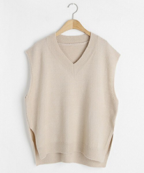 DHOLIC（ディーホリック）の「Vネックルーズベスト（ベスト・レディース・ベージュ/ブラック/グレー/レッド/その他・FREE）」の5枚目の写真