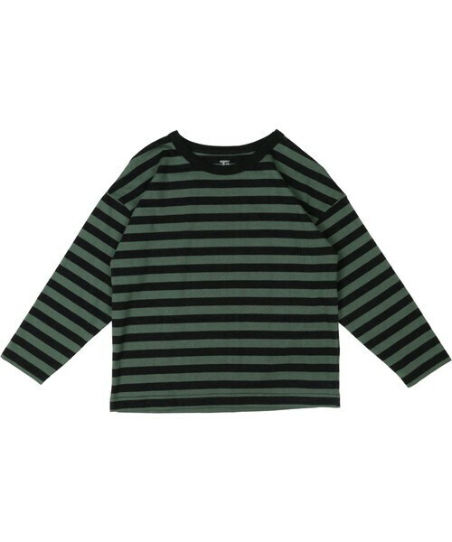 T>>2（ティーツー）の「ボーダー長袖Tシャツ（Tシャツ/カットソー・レディース・01.ブラック/02.ブルー/03.レッド/04.グリーン/05.ブラウン・80-150/M(ママサイズ)/L(パパサイズ)）」の3枚目の写真