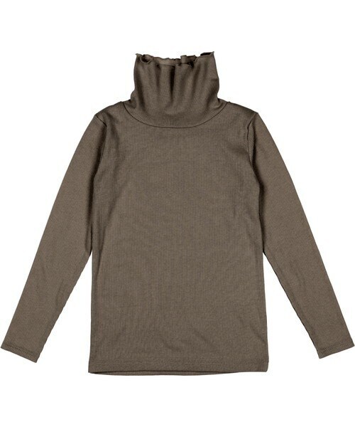 T>>2(ティーツー)の「リブニットタートル(Tシャツ/カットソー・キッズ・04.ブラウン/01.ピンク/02.杢グレー/03.ワインレッド/05.ブラック・80-150)」の1枚目の写真