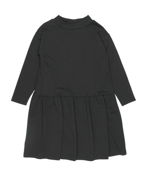 T>>2（ティーツー）の「スムース長袖ワンピース（ワンピース・キッズ・05.キャメル/06.ブラック/01.ピンク/02.ネイビー/03.レッド/04.グレー・90-150）」の2枚目の写真