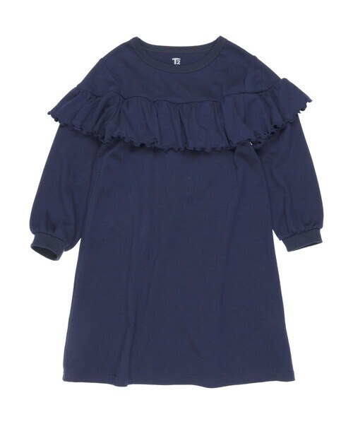 T>>2（ティーツー）の「スムース長袖ワンピース（ワンピース・キッズ・05.キャメル/06.ブラック/01.ピンク/02.ネイビー/03.レッド/04.グレー・90-150）」の4枚目の写真