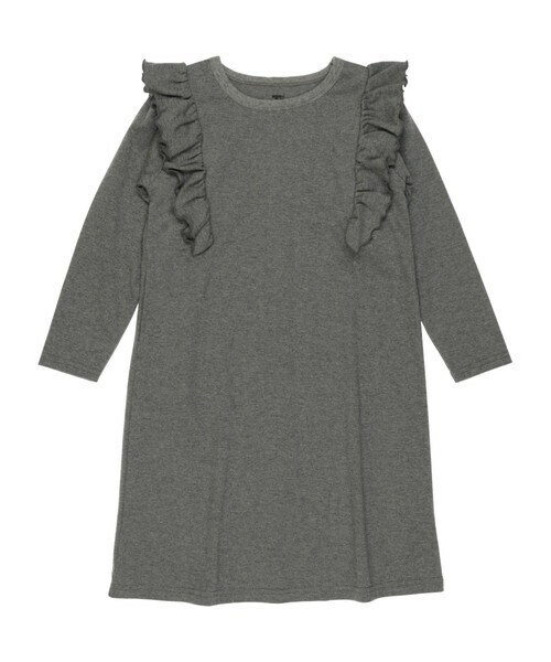 T>>2（ティーツー）の「スムース長袖ワンピース（ワンピース・キッズ・05.キャメル/06.ブラック/01.ピンク/02.ネイビー/03.レッド/04.グレー・90-150）」の3枚目の写真