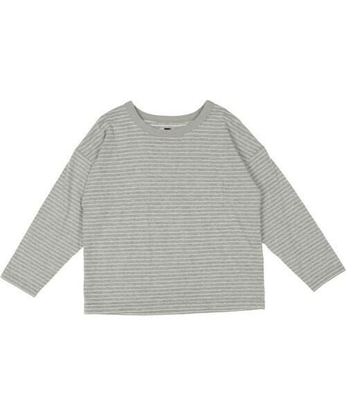 T>>2（ティーツー）の「ボーダー長袖Tシャツ（Tシャツ/カットソー・レディース・01.ホワイト/02.杢グレー/03.ブルーグレー/04.ブラック・80-150/M(ママサイズ)/L(パパサイズ)）」の3枚目の写真