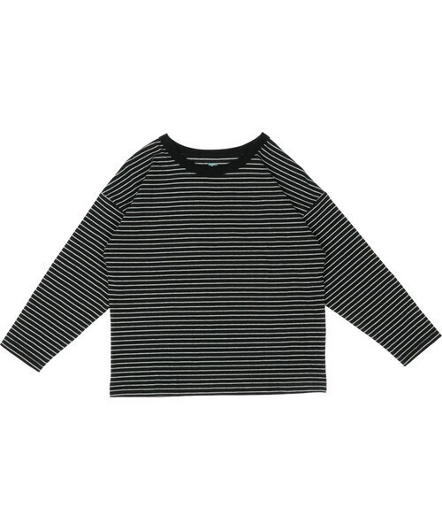 T>>2（ティーツー）の「ボーダー長袖Tシャツ（Tシャツ/カットソー・レディース・01.ホワイト/02.杢グレー/03.ブルーグレー/04.ブラック・80-150/M(ママサイズ)/L(パパサイズ)）」の2枚目の写真
