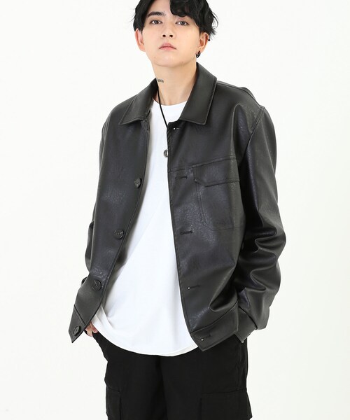 BOYSHE(ボーイシー)の「フェイクレザー BIGジャケット(その他アウター・レディース・その他)」の1枚目の写真