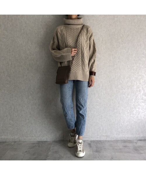 copine（コピン）の「全カラー12月10日再入荷！サイドスリットデザイン！ゆる可愛いケーブル編みタートルニット(3color)（ニット/セーター・レディース・その他）」の13枚目の写真