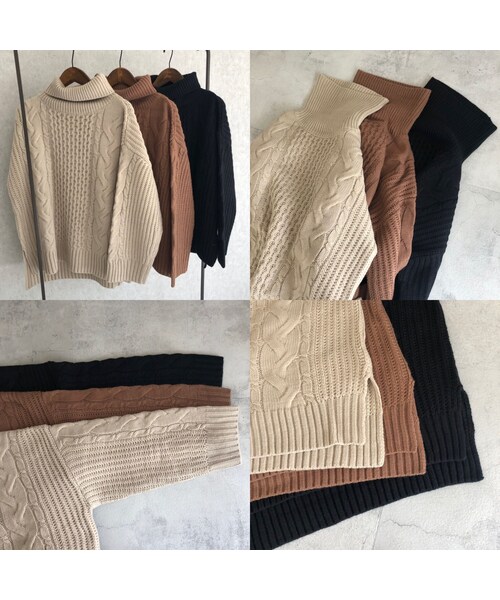 copine（コピン）の「全カラー12月10日再入荷！サイドスリットデザイン！ゆる可愛いケーブル編みタートルニット(3color)（ニット/セーター・レディース・その他）」の15枚目の写真