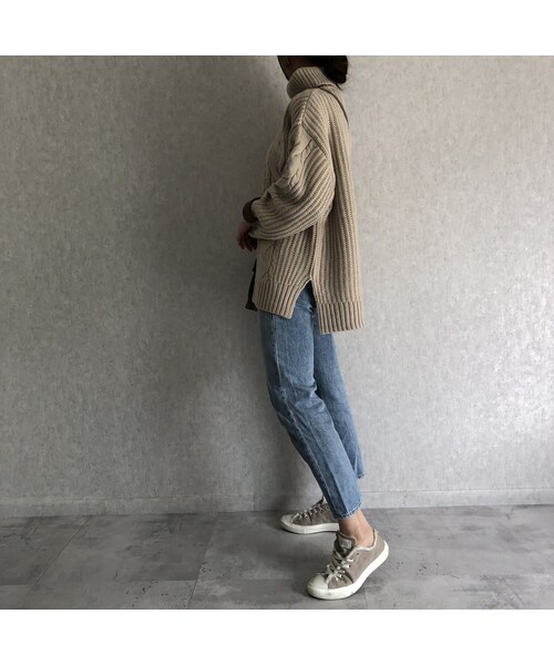 copine（コピン）の「全カラー12月10日再入荷！サイドスリットデザイン！ゆる可愛いケーブル編みタートルニット(3color)（ニット/セーター・レディース・その他）」の14枚目の写真