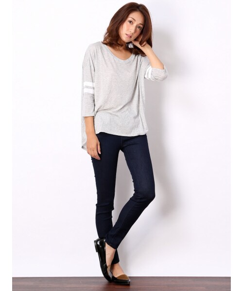 MYSELF ABAHOUSE（マイセルフアバハウス）の「ストレッチデニムスキニー1/2（パンツ・レディース・ブラック/ネイビー・S/M/L）」の2枚目の写真