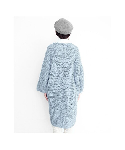 KBF（ケイビーエフ）の「ガーター編みBIGガウン（ジャケット/アウター・レディース・L.GREEN/L.BLUE/OFF・one）」の18枚目の写真