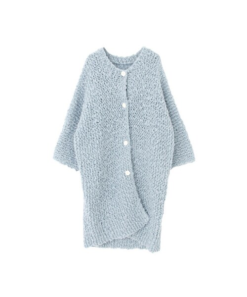 KBF（ケイビーエフ）の「ガーター編みBIGガウン（ジャケット/アウター・レディース・L.GREEN/L.BLUE/OFF・one）」の3枚目の写真