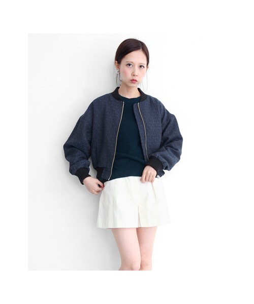 KBF(ケイビーエフ)の「ボンバージャケット(ジャケット/アウター・レディース・OFF/NAVY/BLACK・one)」の6枚目の写真