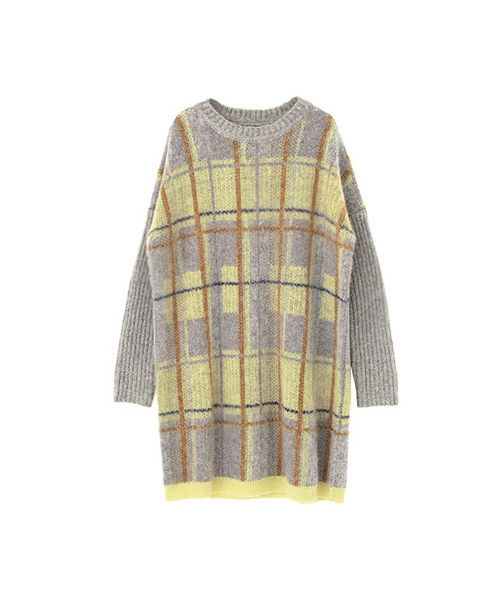 KBF(ケイビーエフ)の「シャギーチェックニットワンピース(ワンピース/ドレス・レディース・BLACK/YELLOW/BLUE・one)」の3枚目の写真