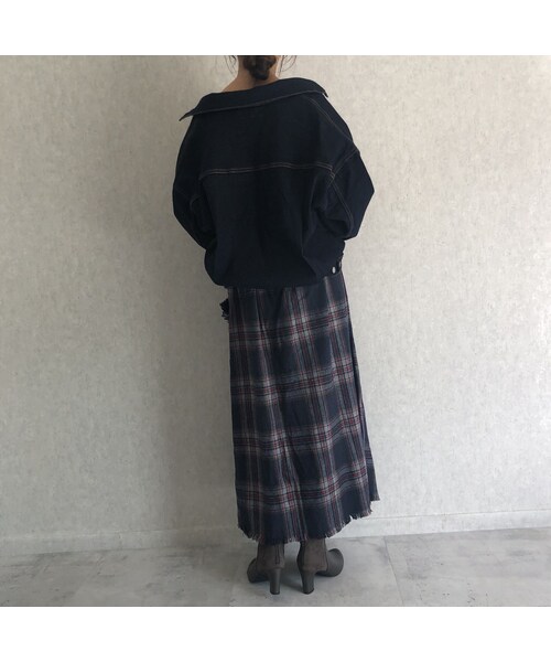 copine（コピン）の「ウエストゴム！巻きスカート風チェック柄ロングスカート (2color)（スカート・レディース・その他）」の11枚目の写真