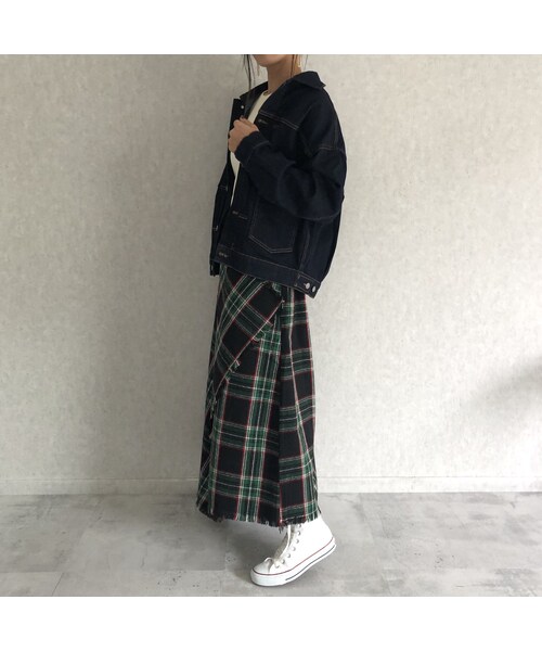 copine（コピン）の「ウエストゴム！巻きスカート風チェック柄ロングスカート (2color)（スカート・レディース・その他）」の5枚目の写真