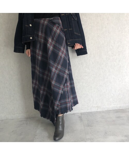 copine（コピン）の「ウエストゴム！巻きスカート風チェック柄ロングスカート (2color)（スカート・レディース・その他）」の12枚目の写真