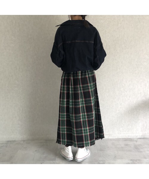 copine（コピン）の「ウエストゴム！巻きスカート風チェック柄ロングスカート (2color)（スカート・レディース・その他）」の6枚目の写真