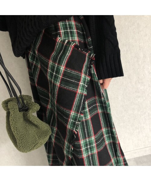 copine（コピン）の「ウエストゴム！巻きスカート風チェック柄ロングスカート (2color)（スカート・レディース・その他）」の3枚目の写真