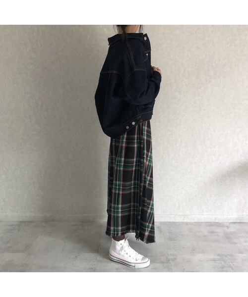 copine（コピン）の「ウエストゴム！巻きスカート風チェック柄ロングスカート (2color)（スカート・レディース・その他）」の7枚目の写真
