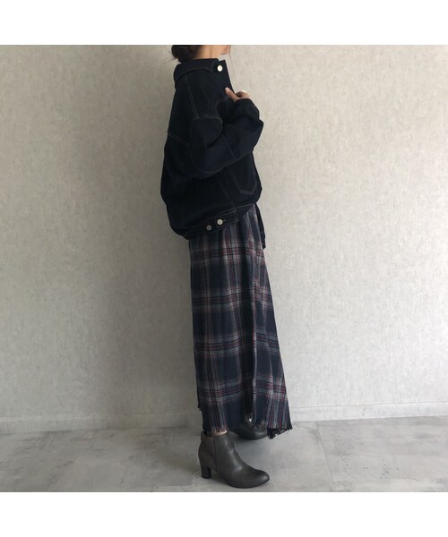 copine（コピン）の「ウエストゴム！巻きスカート風チェック柄ロングスカート (2color)（スカート・レディース・その他）」の10枚目の写真