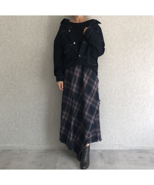 copine（コピン）の「ウエストゴム！巻きスカート風チェック柄ロングスカート (2color)（スカート・レディース・その他）」の9枚目の写真