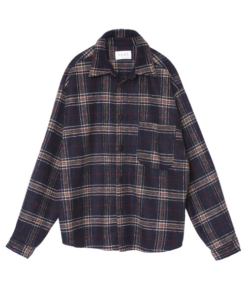 BOYSHE（ボーイシー）の「ビッグシルエット チェックシャツジャケット　ネイビー（シャツ/ブラウス・レディース・その他）」の14枚目の写真