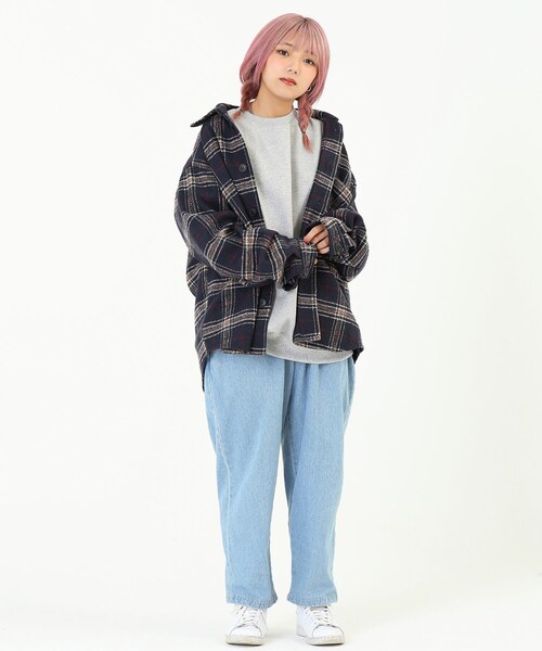 BOYSHE（ボーイシー）の「ビッグシルエット チェックシャツジャケット　ネイビー（シャツ/ブラウス・レディース・その他）」の13枚目の写真